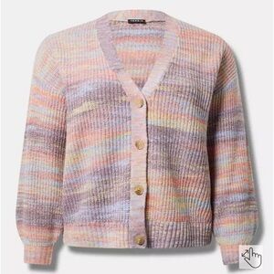 Torrid Size 00- Pastel Multicolor V-Neck Button Cardigan Sweater